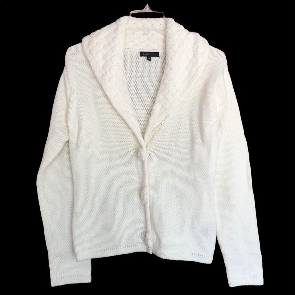 BCBGMaxAzria EUC Cream Wool Cardigan Sweater